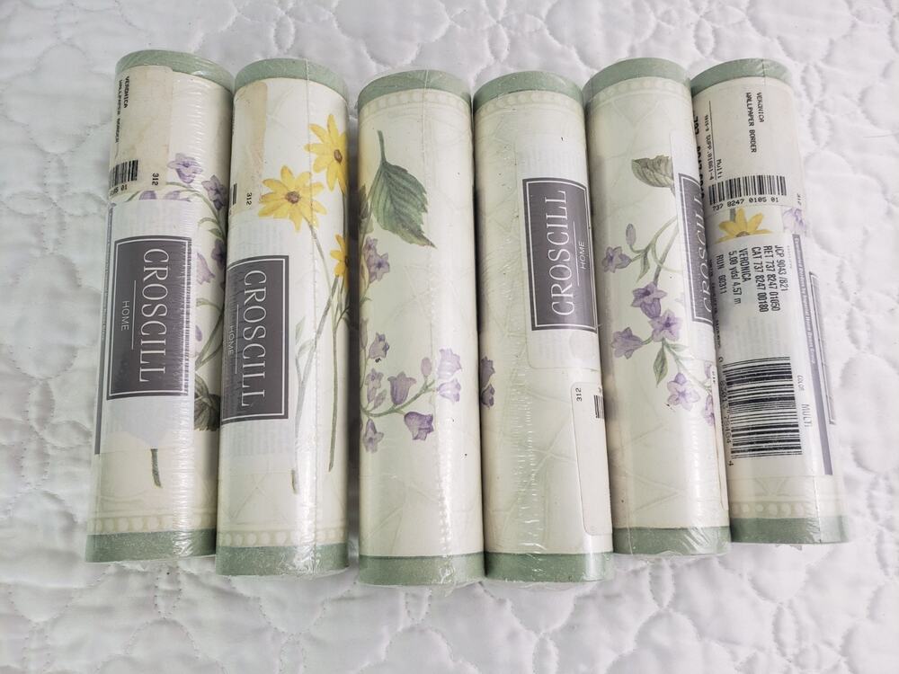 RARE Y2K Croscill Wallpaper Border Veronica 5 Yards Floral Wildflowers Lot of 6